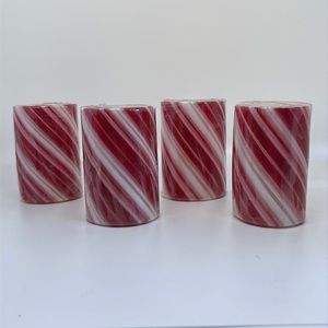 Set of 4 Red & White Candy Cane Striped Votive Candles